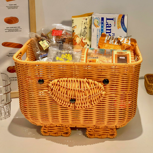 可爱小熊仿藤编收纳筐家用大容量