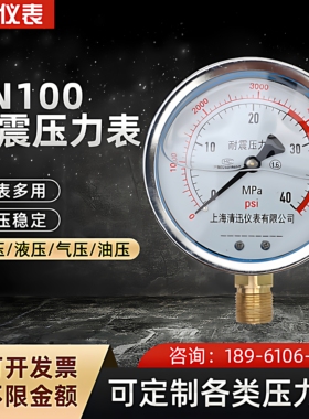 YN100耐震防振油压液压压力表0-1.6MPA气压表负压表真空表水压表