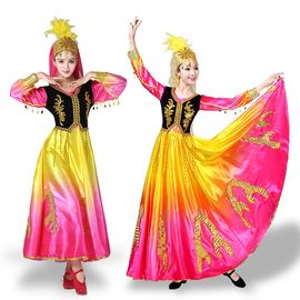 新疆舞蹈演出服裝女2021新款少數民族表演服飾成人維吾爾族大擺裙圖片