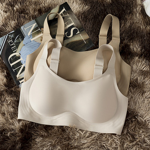 无痕内衣女夏季薄款大胸显小防下垂收副乳运动文胸美背胸罩全罩杯
