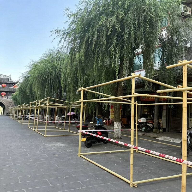 摊位架竹制落地服装店挂衣架