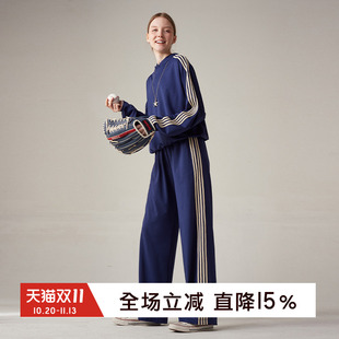gymna复古学院风运动套装宽松连帽卫衣休闲百搭阔腿直筒裤训练服