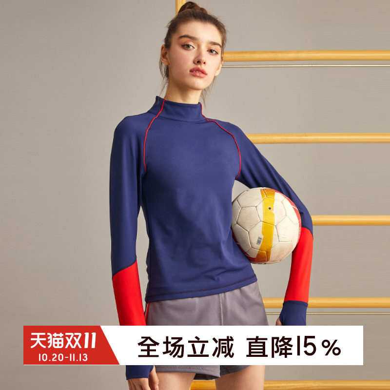 gymna复古学院风健身紧身衣训练速干上衣运动长袖跑步t恤瑜伽服秋