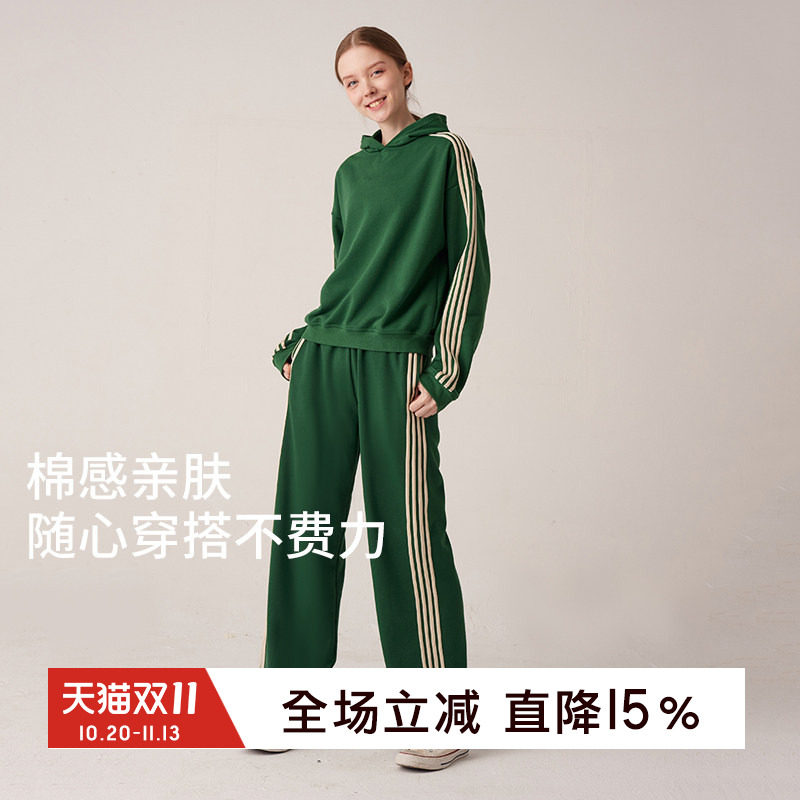 gymna复古运动卫衣宽松休闲连帽套头衫美式长袖健身训练毛圈套装