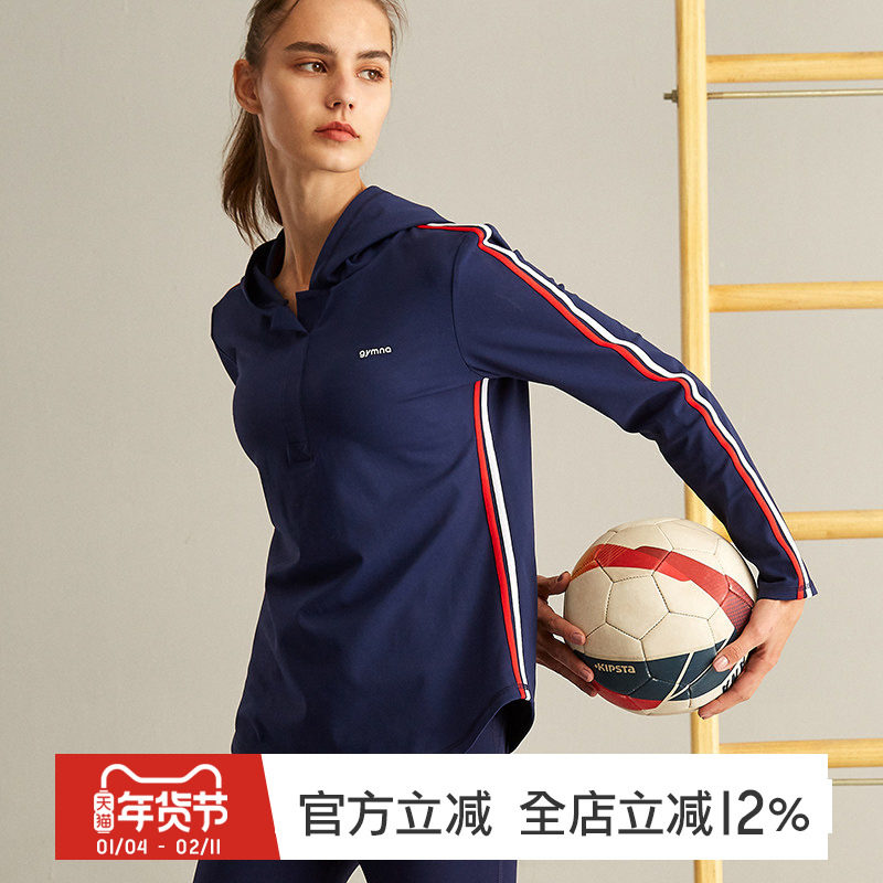 gymna复古学院风宽松瑜伽服女罩衫训练长袖跑步休闲运动健身上衣