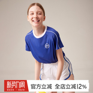 gymna复古运动T恤女宽松休闲短袖 上衣跑步健身瑜伽服速干透气T恤