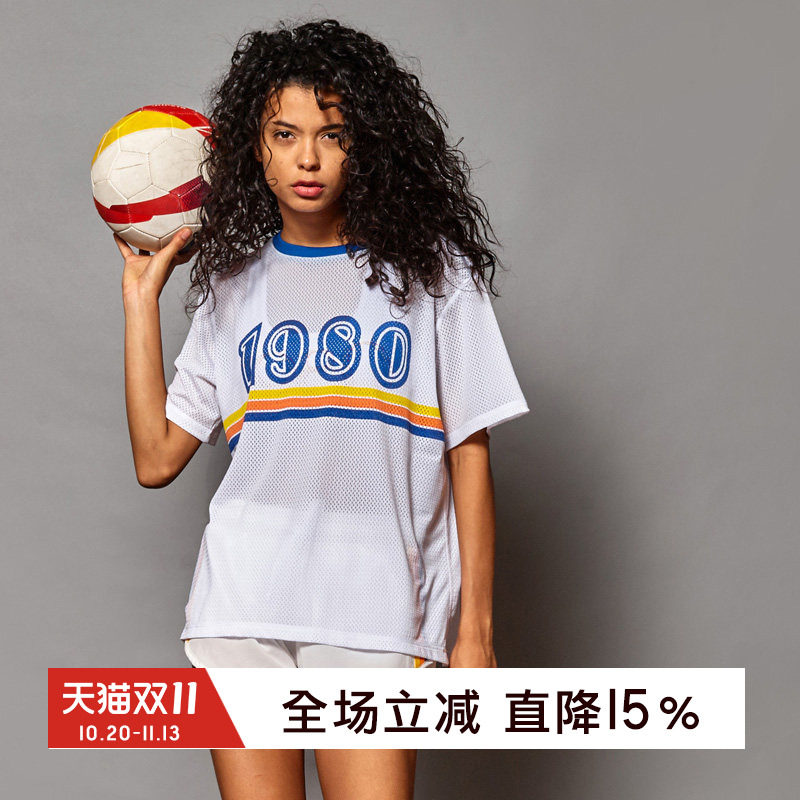 gymna健身宽松运动t恤女网洞速干衣透气半袖短袖跑步上衣瑜伽罩衫