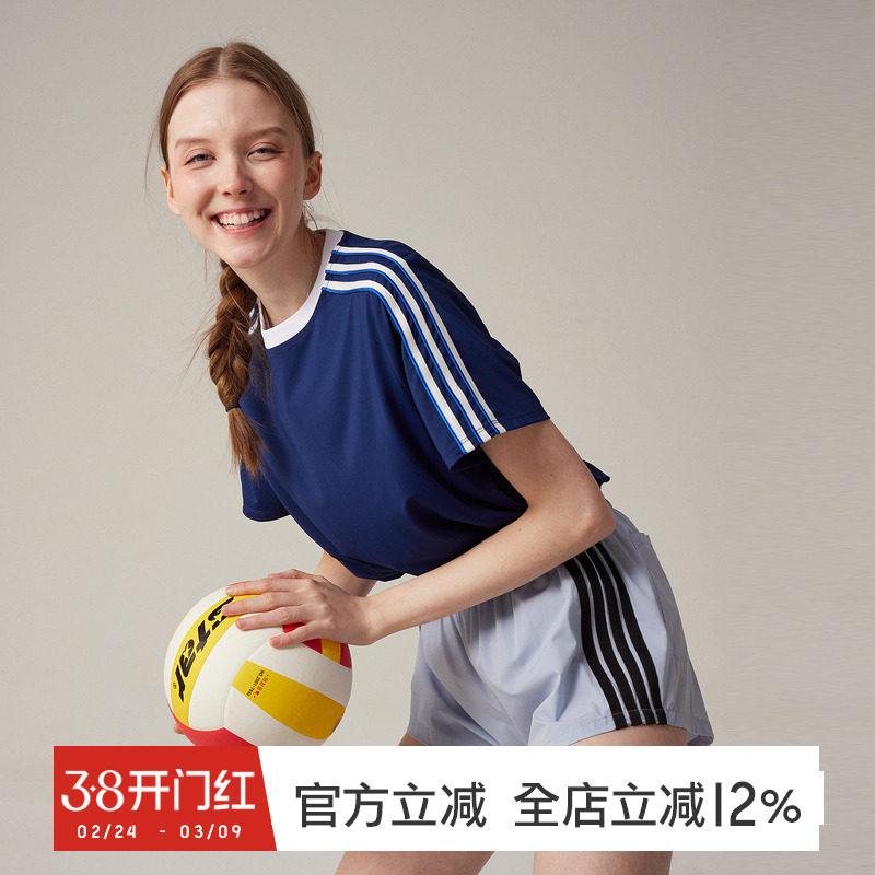 gymna复古运动T恤女速干宽松休闲上衣百搭显瘦健身跑步训练服短袖