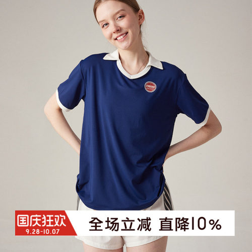 gymna复古运动T恤宽松休闲polo衫