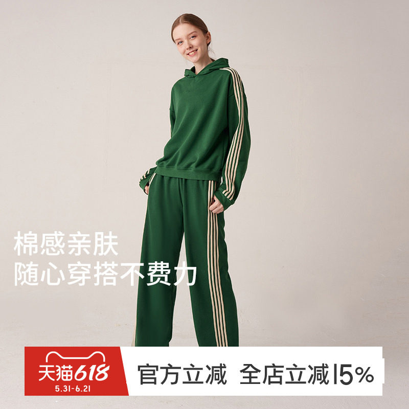 gymna复古运动卫衣宽松休闲连帽套头衫美式长袖健身训练毛圈套装