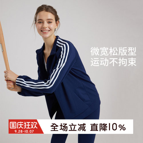 gymna运动外套女立领复古开衫