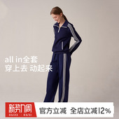 跑步训练健身服女 休闲卫衣宽松直筒阔腿裤 gymna复古运动套装 美式