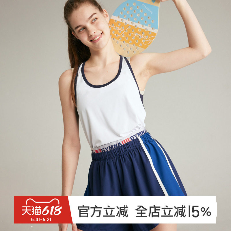 GYMNA运动背心女夏季撞色无袖休闲健身训练工字宽松速干凉感上衣