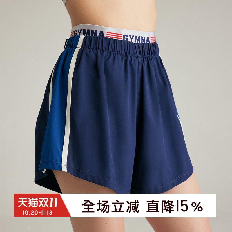 gymna学院风美式运动短裤女夏季假两件口袋显瘦休闲宽松训练3分裤