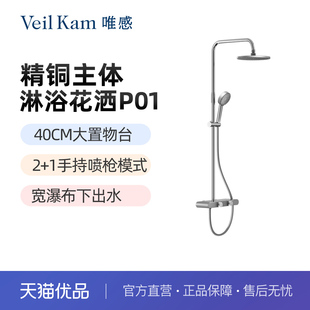 P01淋浴花洒套装 Kam 精铜主体增压顶喷多功能手持 Veil 唯感
