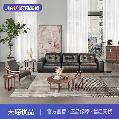 家有品致（JIAYOUPINZHI）中式客厅家具直排皮沙发JM101K02