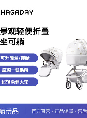 Hagaday哈卡达新生儿双向高景观推车可坐躺二合一HS288云絮白plus