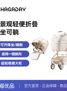 Hagaday哈卡达新生儿双向高景观推车可坐躺二合一HS288大象灰plus