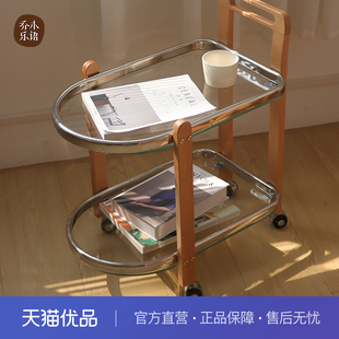 【不含送装】乔木乐语榉木实木推车置物架边柜#在野小推车原木色