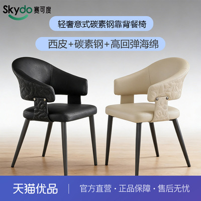赛可度Skydo  轻奢意式碳素钢靠背餐椅-JY1588