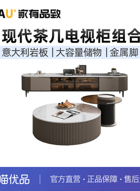 家有品致（JIAYOUPINZHI）现代极简岩板茶几电视柜组合JM056CJ07