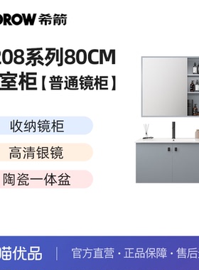 希箭卫浴（HOROW）1208系列浴室柜 开放格镜柜80cm陶瓷盆O2O