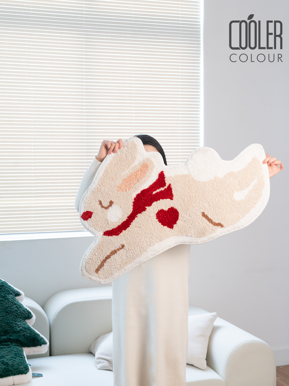 CoolerColour原创兔子簇绒地毯新年卧室床边毯客厅入户地垫可机洗,居家布艺,入户地垫,淘宝优惠券,粉丝福利购,淘宝优惠卷