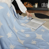 coolercolour原创蓝色星月毯双面保暖加厚半边绒针织毛毯沙发盖毯