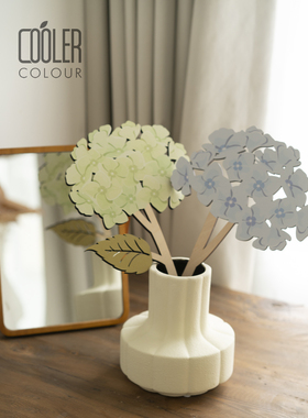 CoolerColour原创木质扩香香氛花卡艺术假花仿真花绣球花摆件客厅