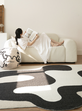 COOLERCOLOUR原创异形黑白彩色进口羊毛简约中古北欧地毯客厅沙发