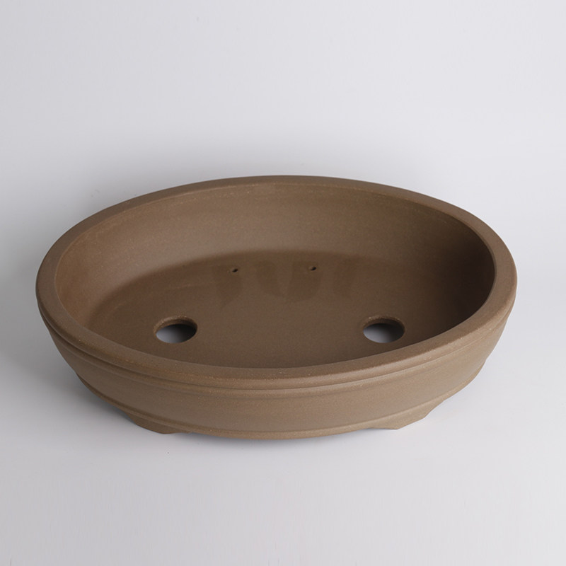 蔓木人紫砂宜兴紫砂花盆椭圆形盆景盆精品手工素面古典浅盆包邮大