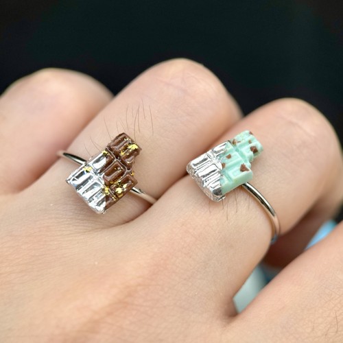 PuddingParty布丁派对原创开口可调节薄荷巧克力戒指可爱少女礼物