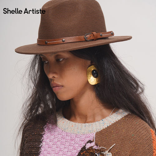 【现货】SHELLE ARTISTE26夏季草编皮带装饰西部牛仔风钩花礼帽