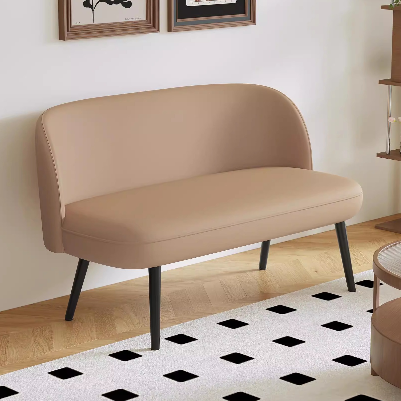 高脚法式复古真皮沙发