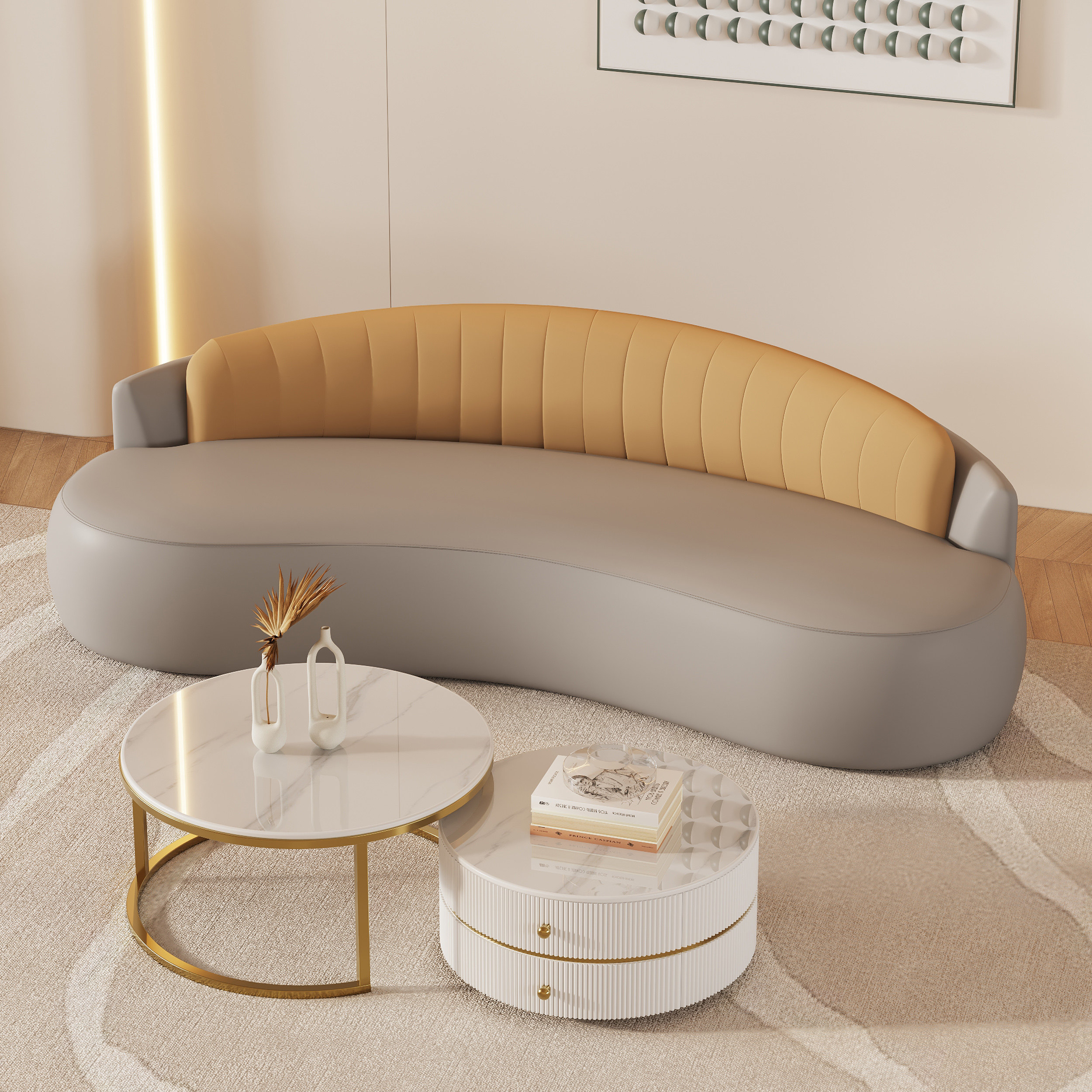 新款拼色小户型客厅沙发公寓民宿双人三人位服装店网红小沙发弧形