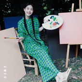 文艺复古夏季 不蔓不枝 短上衣宽松腰阔腿裤 纯棉波点套装 薄荷糖