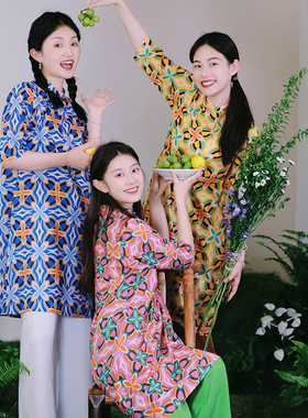 不蔓不枝【夏花】三色纯棉印花改良旗袍连衣裙立领文艺复古出游夏