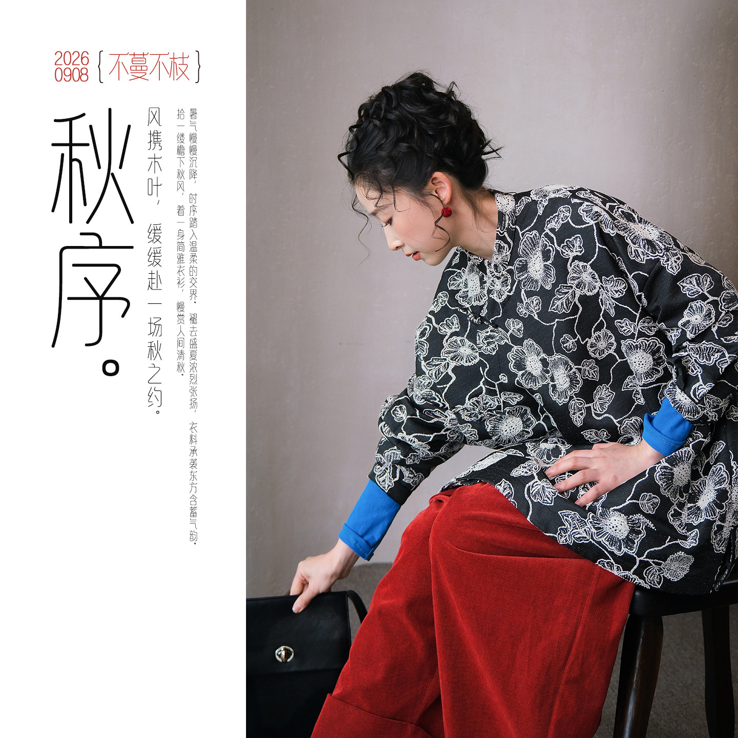 不蔓不枝【凝芳】新中式改良上衣中长款立领长袖提花文艺宽松秋季图片