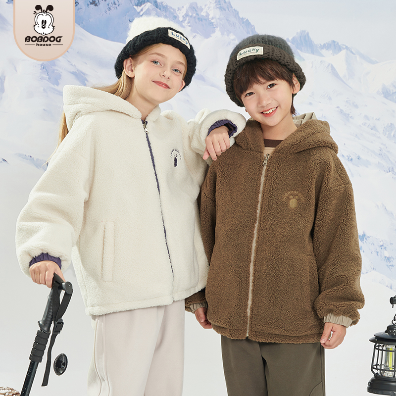 巴布豆2025冬中大童男女童儿童加绒加厚两面穿外套