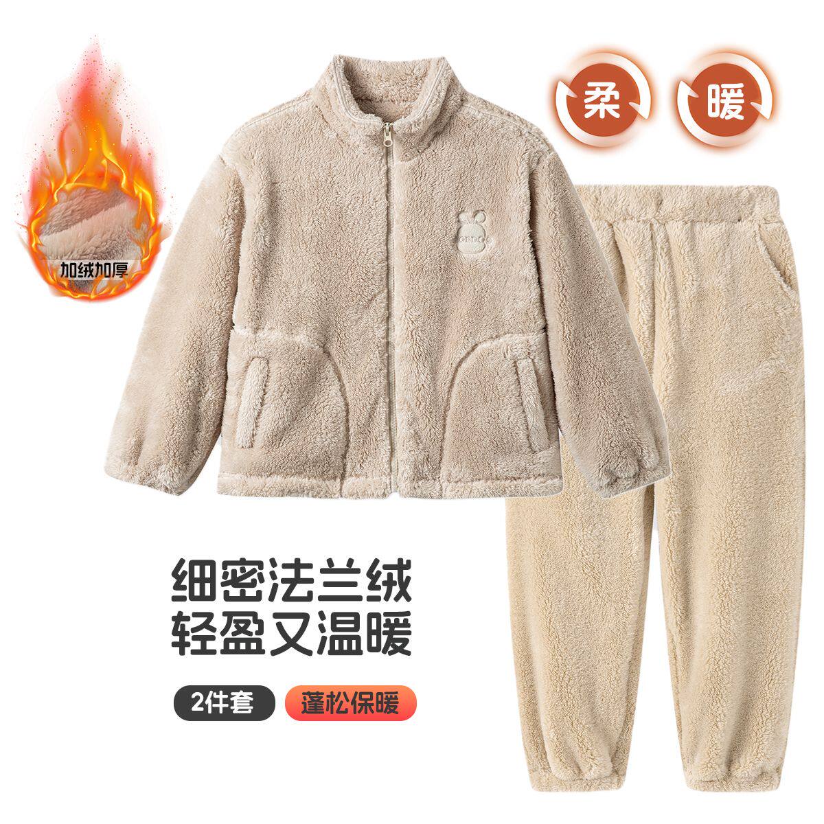 巴布豆童装儿童套装2025冬季新款加绒保暖男女童上衣裤子两件组潮