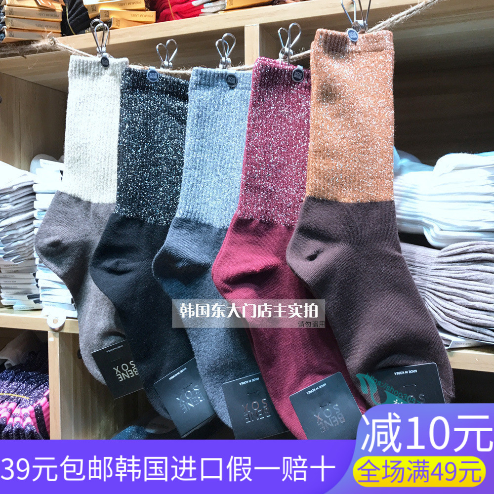 韩国进口多色水晶丝时尚风袜子