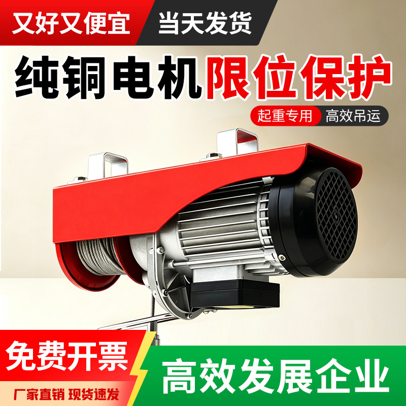 一马当先微型电动葫芦220v小型吊机家用1吨装修提升升降起重机 - 实物图