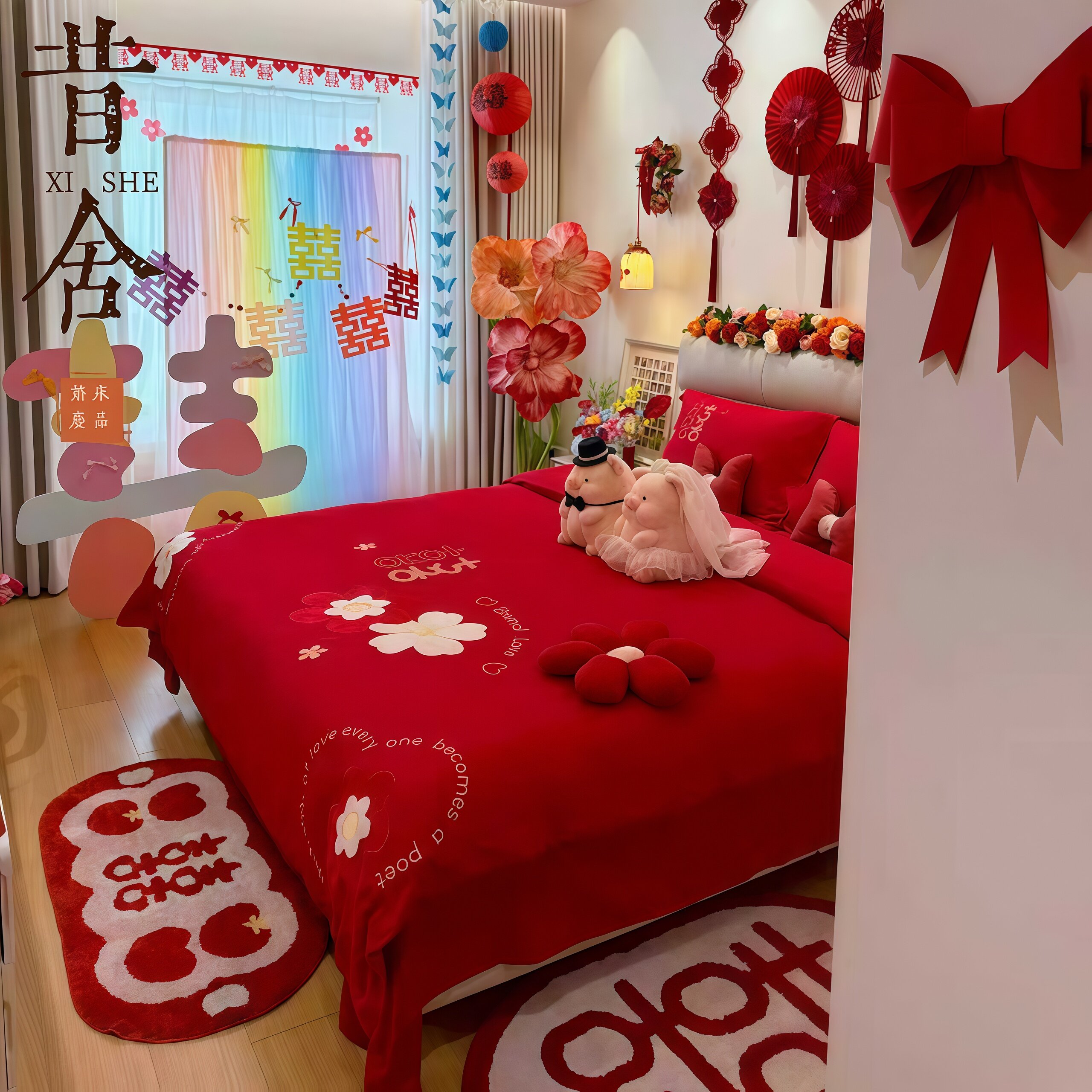 婚庆结婚亲肤棉四件套备婚婚房布置提花刺绣女方陪嫁床单被套床品