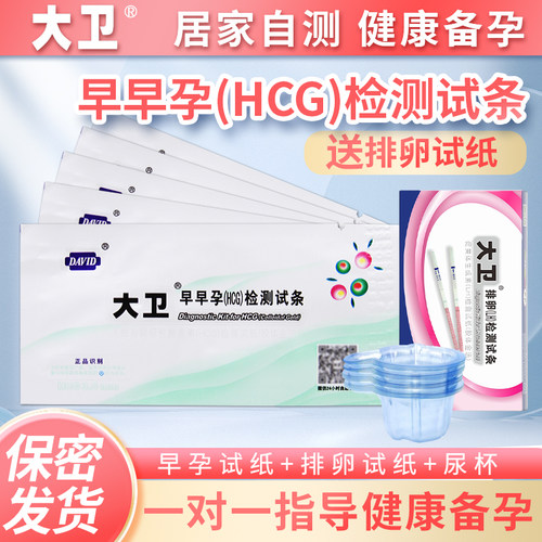 大卫 早早孕试纸HCG测孕条验孕居家自测女怀孕快速孕检测条