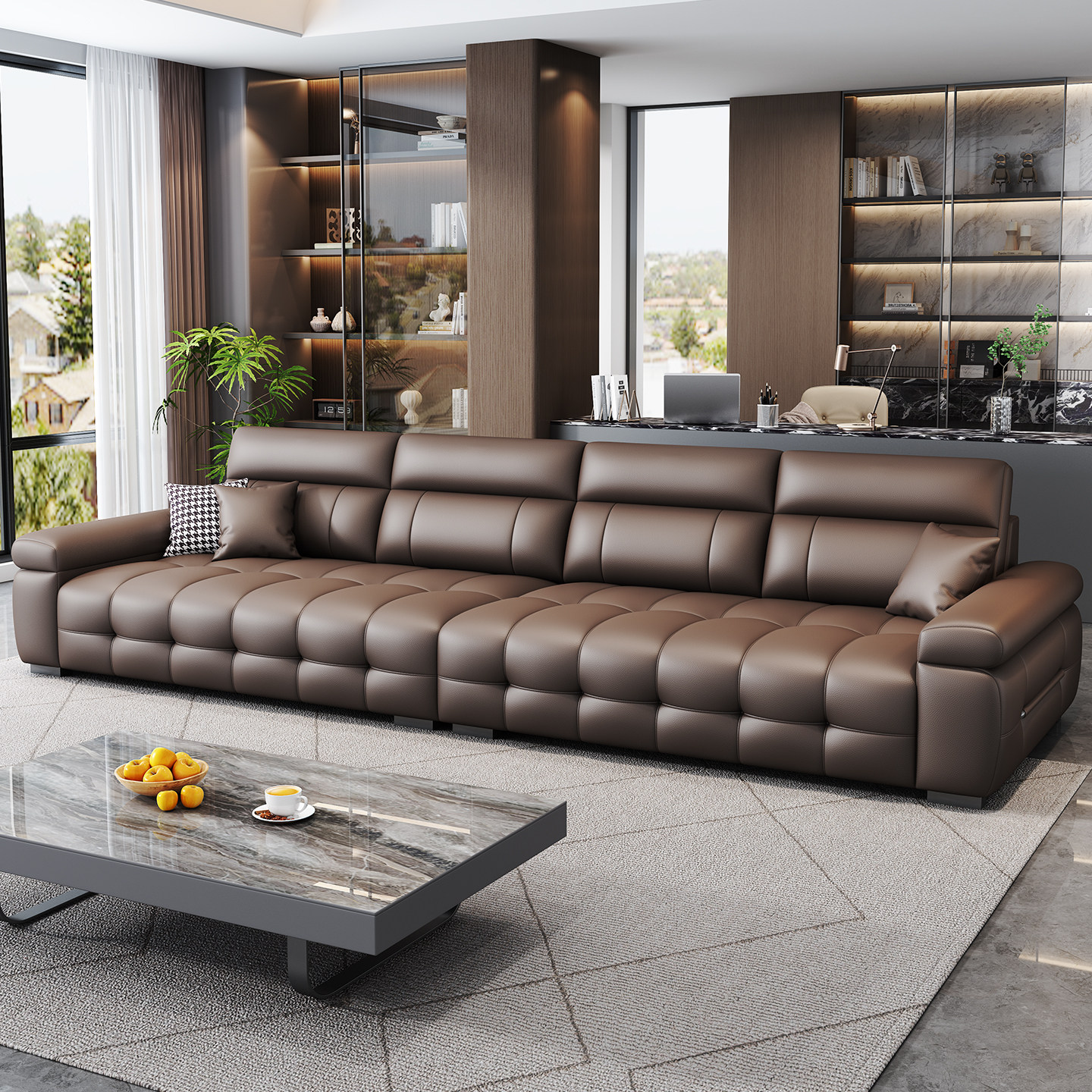 新款佛山源头工厂劳伦斯真皮沙发现代简约小户型直排三人沙发组合