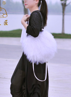 2020新款澳洲滩羊毛皮草女包单肩包斜挎休闲包流行女生毛毛包包潮