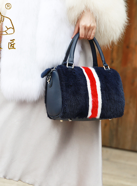 水貂毛女包2023奢华进口貂皮时尚手提包皮草包包波士顿单肩斜挎新