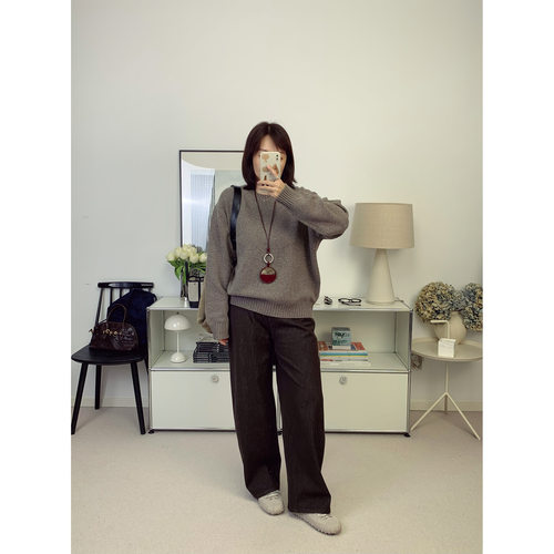 设计师款！纹理感宽松解构高弹力香蕉直筒牛仔裤女26秋季新款鸬鹚