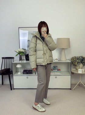 lu经典款小面包五格白鸭绒短款连帽羽绒服外套25秋冬新款【鸬鹚】