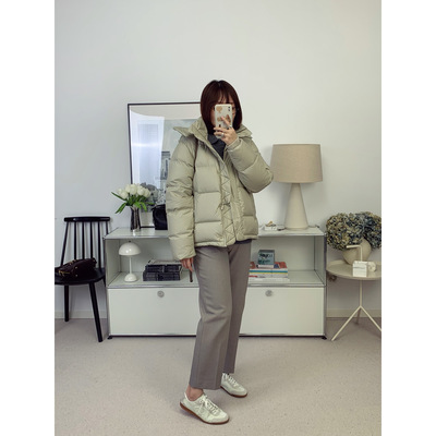 lu经典款小面包五格白鸭绒短款连帽羽绒服外套25秋冬新款【鸬鹚】